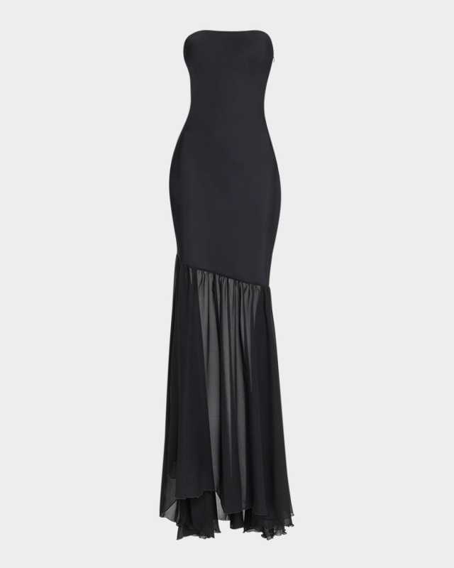 Strapless Illusion Skirt Gown